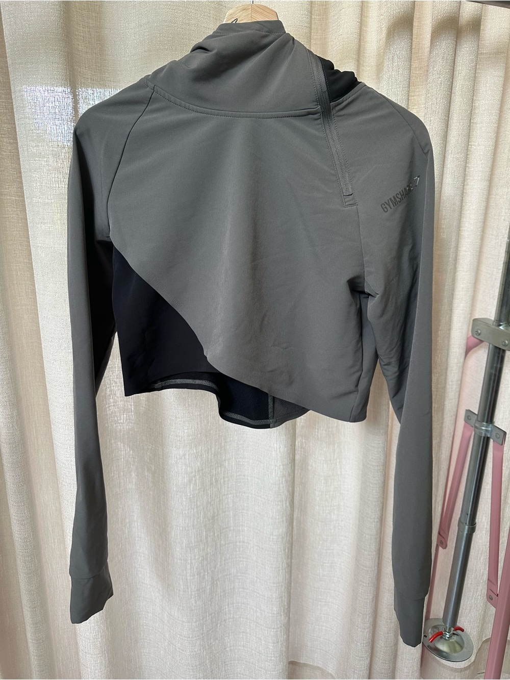 Gymshark Grey Cropped Long-Sleeve Performance Top